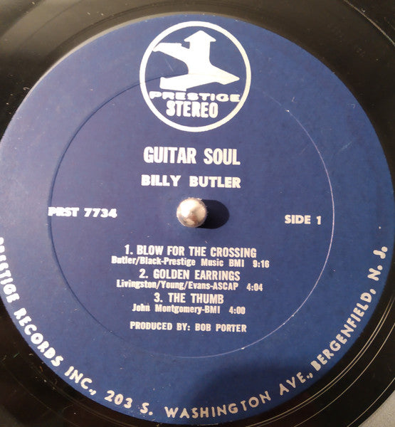 Image of Label Cover of LP - G/VG - BILLY BUTLER, Guitar Soul! (Prestige; PR 7734, US 1970), sleeve very damaged, corner clipped and very large tear across front and back. ,  - 2625182E