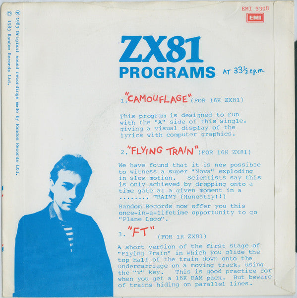 Image of Back Cover of 2525203E: 7" EP - CHRIS SIEVEY, Camouflage (EMI ; EMI 5398, UK 1983, Picture Sleeve) Strong VG  VG/VG