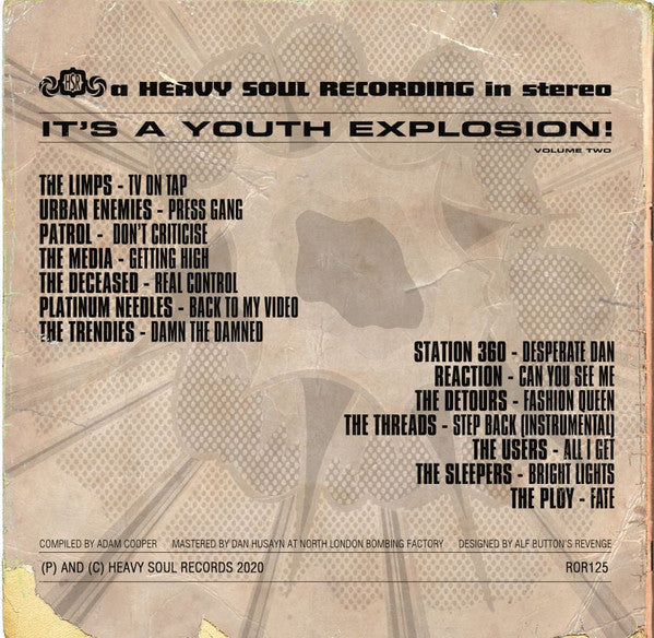 Image of Back Cover of LP - VG+/VG+ - VARIOUS, It's A Youth Explosion! - Volume 2 (Heavy Soul Records; ROR125, UK 2021, Insert), ,  - 2615291C