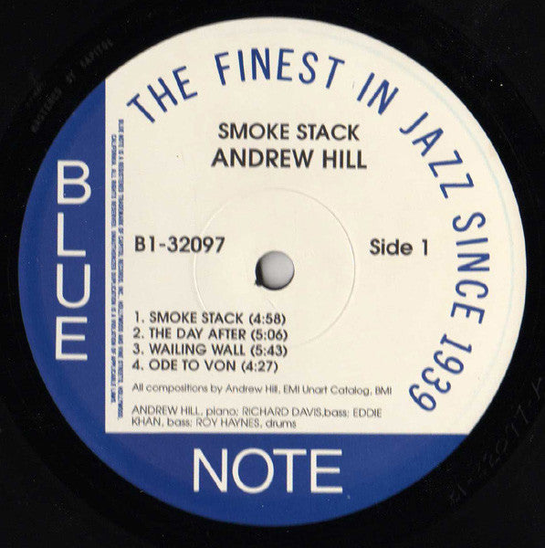 Image of Label Cover of LP - VG+/VG+ - ANDREW HILL, Smoke Stack (Blue Note; B1 7243 8 32097 1 2, US 1995 Reissue), ,  - 2625279E