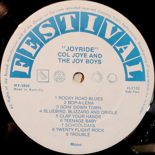 Image of Label Cover of 2625362E: LP - COL JOYE & THE JOY BOYS, Joyride (Festival Records; FL-7152, Australia 1961)   VG/VG
