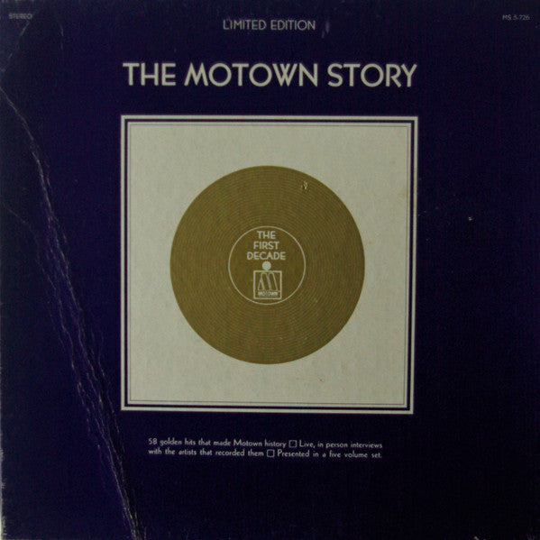 Image of Front Cover of 5xLP - VG/VG - VARIOUS, The Motown Story: The First Decade (Motown; MS 5-726, US , Box Set), Discs in generally great condition, only a handful of light hairlines from storage bringing it down to VG. Box has general shelf wear,  - 2326017E