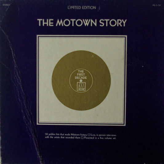 Image of Front Cover of 5xLP - VG/VG - VARIOUS, The Motown Story: The First Decade (Motown; MS 5-726, US , Box Set), Discs in generally great condition, only a handful of light hairlines from storage bringing it down to VG. Box has general shelf wear,  - 2326017E