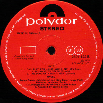 Image of Label Cover of LP - VG/VG - MACEO, Us!! (Polydor; 2391 122, UK 1974), Strong VG, vinyl has light marks only.,  - 3646464S