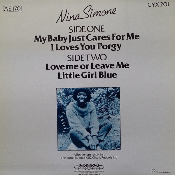 Image of Back Cover of 10" - VG/VG+ - NINA SIMONE, My Baby Just Cares For Me (Charly Records; CYX 201, UK 1982), ,  - 4246325S