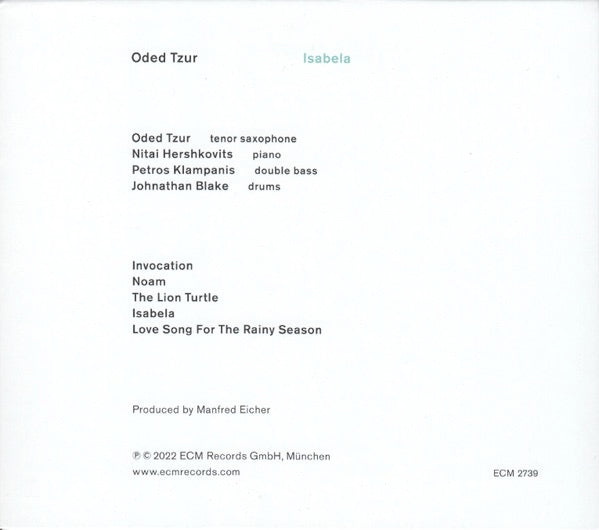 Image of Back Cover of CD - VG+/VG+ - ODED TZUR, Isabela (ECM Records; ECM 2739, Germany 2022, Card Slipcase with Jewel Case inside), ,  - 2715145C