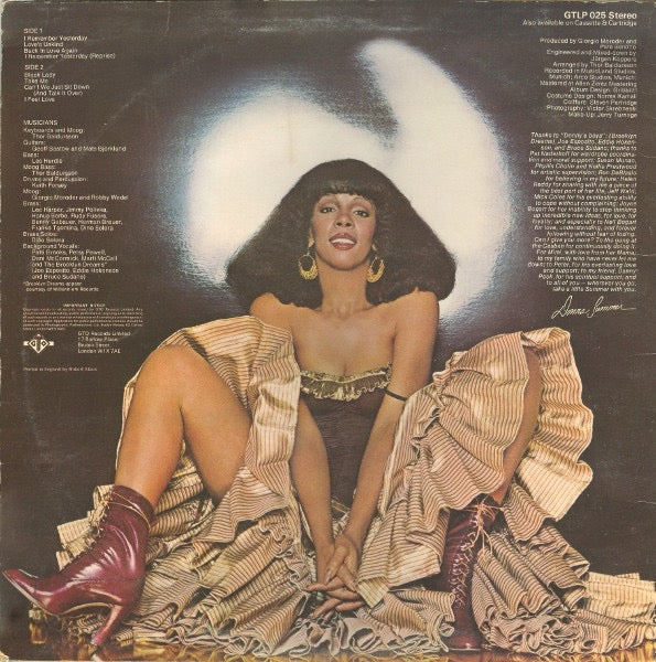 Image of Back Cover of LP - VG/G+ - DONNA SUMMER, I Remember Yesterday (GTO; GTLP 025, UK 1977), Some longer marks on disc,  - 3216430C