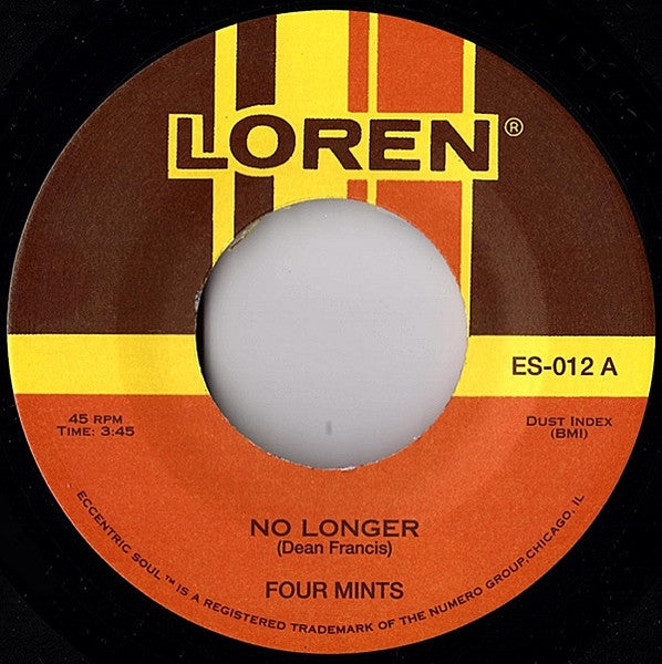 Image of Back Cover of 2755062S: 7" - FOUR MINTS, No Longer/ Endlessly (Numero Group; ES-012, US 2010, Company Sleeve)   VG+/EX