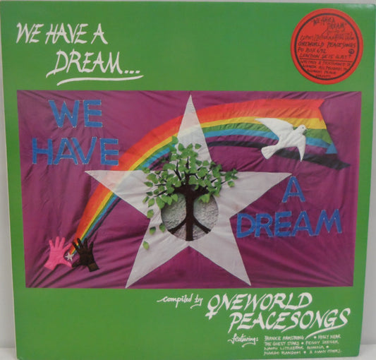 Image of Front Cover of LP - VG/VG - VARIOUS, We Have A Dream (Oneworld Peacesongs; 1WPS-1, UK 1984, Hype Stickered Sleeve, Insert), With mail order form.,  - 2715370C