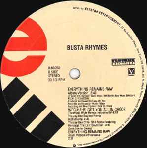 Image of Label Cover of 12" - VG/G+ - BUSTA RHYMES, Woo-Hah!! Got You All In Check / Everything Remains Raw (Elektra; 0-66050, US 1996, Stickered Plain Sleeve), Shrink-wrap,  - 4316723C