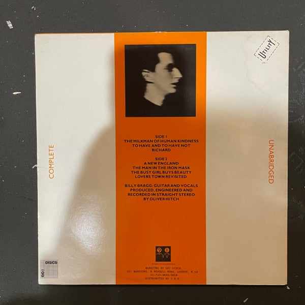 Image of Back Cover of Mini LP - VG/VG - BILLY BRAGG, Life's A Riot With Spy Vs Spy (Utility; UTIL 1, UK 1983, Second Press With Square Go Discs Logos), Strong VG,  - 3816087C