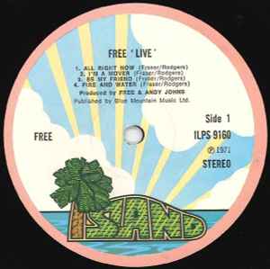 Image of Label Cover of LP - VG/VG+ - FREE, Free Live! (Island Pink Rim; ILPS 9160, UK 1971, Envelope Sleeve, Inner), Lovely copy, just some slight discolouration on parts of the cover,  - 2745275S