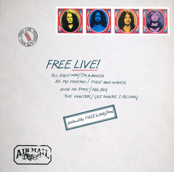 Image of Front Cover of LP - VG/VG+ - FREE, Free Live! (Island Pink Rim; ILPS 9160, UK 1971, Envelope Sleeve, Inner), Lovely copy, just some slight discolouration on parts of the cover,  - 2745275S
