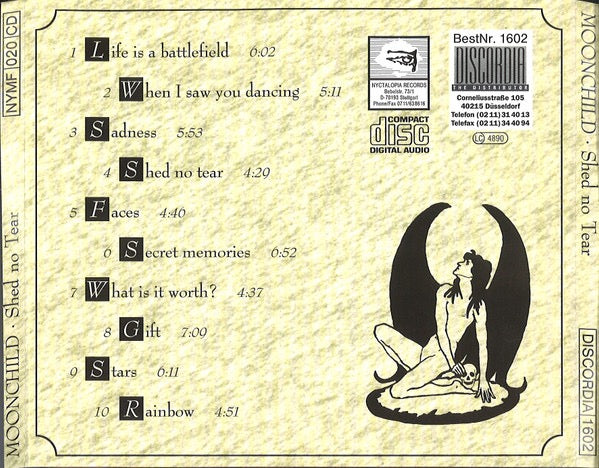 Image of Back Cover of CD - VG+/VG+ - MOONCHILD, Shed No Tear (Nyctalopia Records; NYMF 020 CD, Germany 1993, Jewel Case), ,  - 2815034C