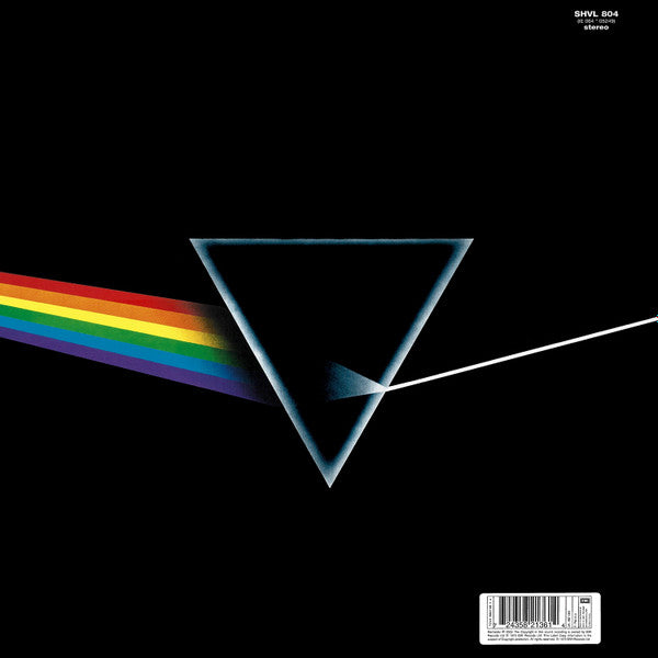 Image of Back Cover of 2725311E: LP - PINK FLOYD, The Dark Side Of The Moon (Harvest; SHVL 804, Europe 2003 Reissue, Gatefold, 3 Posters, 3 Stickers, Remastered, 30th Anniversary Edition, 180 Gram Vinyl, 5821361 Run Outs, 2 Pressing Rings) Edge Wear, Sleeve Creased  VG/EX