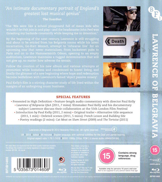 Image of Back Cover of Blu-Ray - VG+/VG+ - LAWRENCE, Lawrence Of Belgravia (BFI; BFIB1460, UK 2022, Booklet), ,  - 2835063E