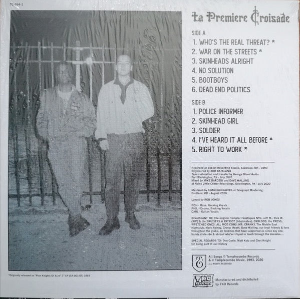 Image of Back Cover of 2835067E: LP - THE TEMPLARS, La Premiere Croisade (Templecombe; TC-694-1, US 2021, Inner, Limited Editio of 666 Copies, Black Vinyl)   NEW/NEW