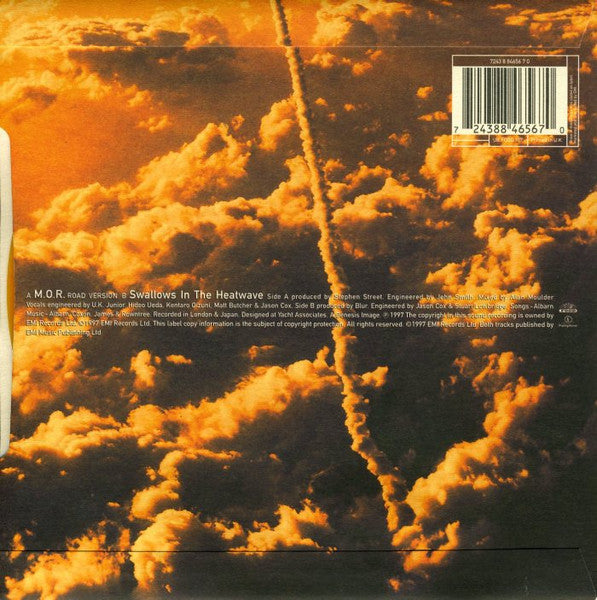 Image of Back Cover of 7" - VG+/VG+ - BLUR, M.O.R. (Food; FOOD 107, UK 1997, Hype Stickered Sleeve, Orange Vinyl), ,  - 4316258C