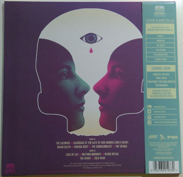 Image of Back Cover of LP - EX/VG+ - THE SLASHER FILM FESTIVAL STRATEGY , Psychic Shield (Death Waltz Originals; DWO12, US 2015, Insert, Burgundy Vinyl, Limited Edition Of 100, With Obi), Strong VG+, Still In Shrinkwrap,  - 2825081E