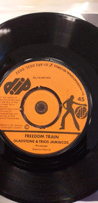 Image of Front Cover of 2855049S: 7" - GLADSTONE & TRIOS JAMAICOS, Freedom Train (Dip; DL74/5010, UK 1974, 4-Prong Centre) Plays above grade. No centre piece.  /G+