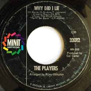 Image of Front Cover of 7" - /VG+ - THE PLAYERS, Why Did I Lie / I'm Glad I Waited (Minit; 32012, US 1966), ,  - 2855116S