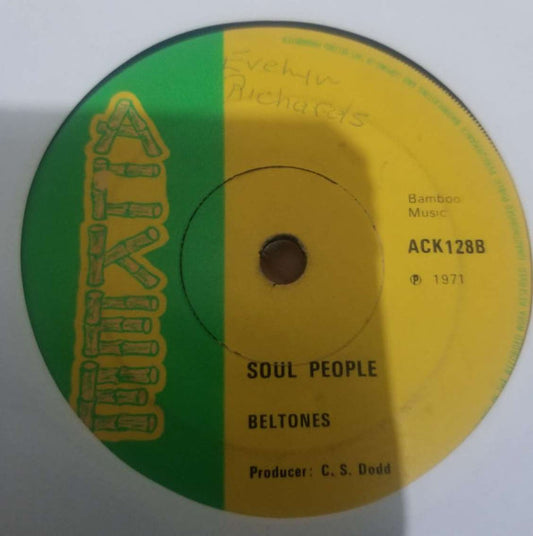 Image of Front Cover of 2815329C: 7" - WILLIAM BROWN / THE BELTONES, I'm Alone / Soul People (Ackee; ACK128, UK 1971, Solid Centre) Light marks only.  /VG