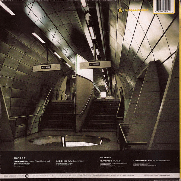Image of Back Cover of 2x12" - VG/VG+ - NOOKIE / INTENSE / LACARNO, Lost File (Original) / Leviation / 3.5 / Future Shock (Good Looking Records; GLR044 / GLR045, UK 2000, Picture Sleeve), Some light edge wear and creasing on sleeve,  - 2815327C