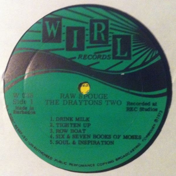 Image of Label Cover of LP - VG+/EX - THE DRAYTONS TWO, Raw Spouge (WIRL ; W 038, Barbados 1973), ,  - 2446245S