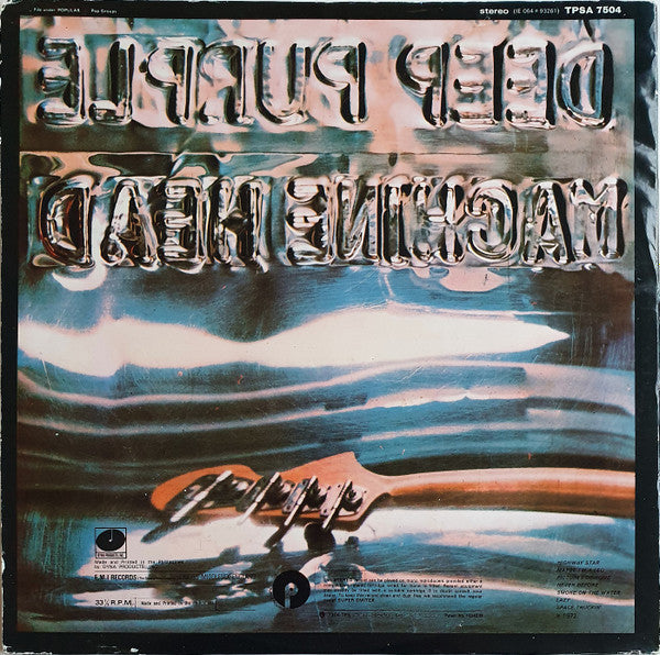 Image of Back Cover of 2815384C: LP - DEEP PURPLE, Machine Head (Parlophone; TPSA-7504, Philippines 1970s Reissue, Gatefold) Plays well, Heavy spine wear  VG/VG
