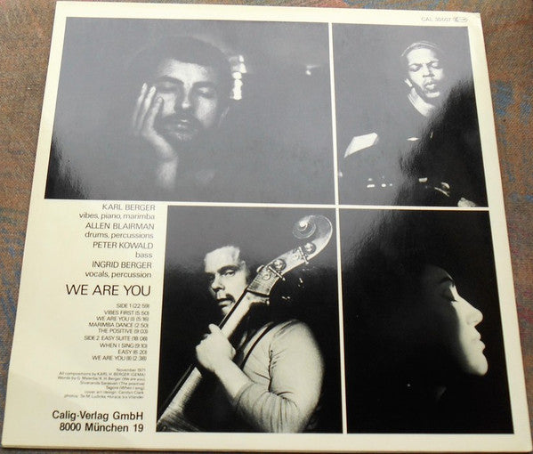 Image of Back Cover of LP - VG/VG+ - KARL BERGER, We Are You (Calig; CAL 30607, Germany 1972), ,  - 2925004E