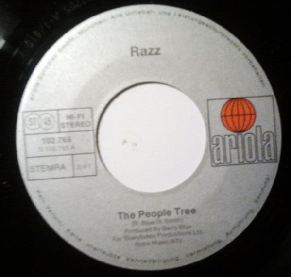 Image of Label Cover of 2915118C: 7" - RAZZ, The People Tree / Snowbird City (Ariola; 102.765, Netherlands 1981, Picture Sleeve)   EX/EX
