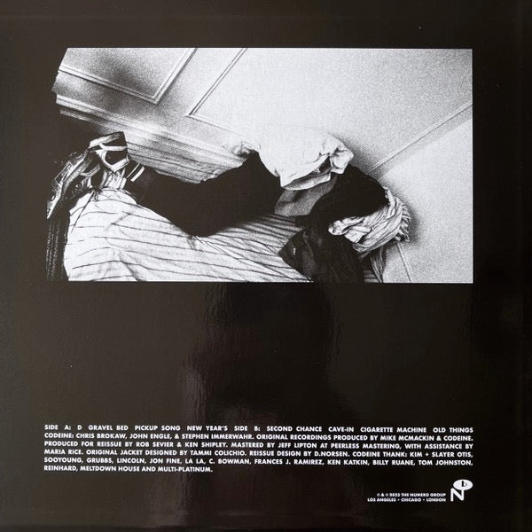 Image of Back Cover of LP - EX/EX - CODEINE, Frigid Stars (Numero; NUM916LP-C1, UK 2023 Reissue, "Heat Death" Clear w/ Black Splatter Vinyl), , Codeine's debut album, Frigid Stars LP, is a crepuscular masterpiece of somnolent beauty. Ideal for aesthete of shoegaze, post-rock, and ambient music, the album is awash in opulent soundscapes and somnolent vocals. The songs are slow-burning and atmospheric, perfect for long, lazy days spent dreaming. A pioneering album of the slowcore and sadcore genres - 3946132S