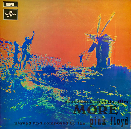 Image of Front Cover of LP - VG/G+ - PINK FLOYD, Soundtrack From The Film "More" (Columbia; SCX 6346, UK 1973 Reissue, Laminated Front Non Flipback G&L Sleeve, Two EMI Logos on Labels, Couple on Rear Sleeve Photo Left Aligned), Approx 2" seam split along top edge, some ring wear and laminate creasing. Quite a few hairlines on side 1, closer to VG on side 2. ,  - 1726416E