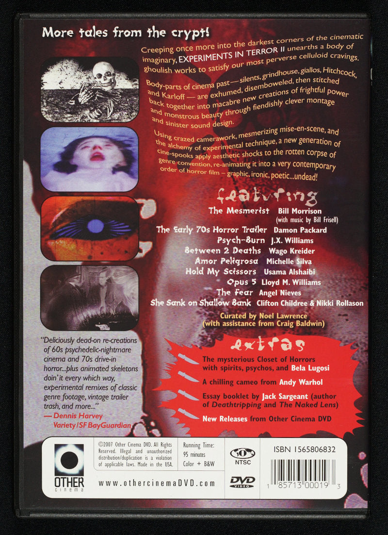 Image of Back Cover of DVD - VG+/VG+ - BILL MORRISON, DAMON PACKARD, Experiments in Terror 2 (Other Cinema; None, US ), ,  - 2935079E