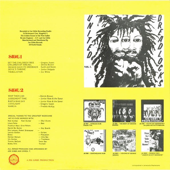 Image of Back Cover of LP - VG/VG+ - VARIOUS ARTISTS, United Dreadlocks Vol. 1 (Joe Gibbs Music; , UK 2000s Reissue, 180 Gram Vinyl), Light edge wear,  - 2915362C
