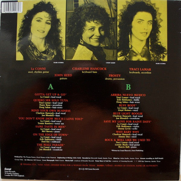 Image of Back Cover of LP - VG/EX - TEXANA DAMES, Texana Dames (Sonet; SNTF 1026, UK 1989), Edge wear,  - 2915373C