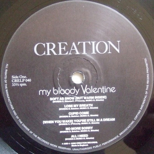 Image of Label Cover of 2945214S: LP - MY BLOODY VALENTINE, Isn't Anything (Creation Black Label; CRELP40, UK 1988, Stickered Sleeve, NO 7") Beautiful LP, NO 7"  VG+/VG+
