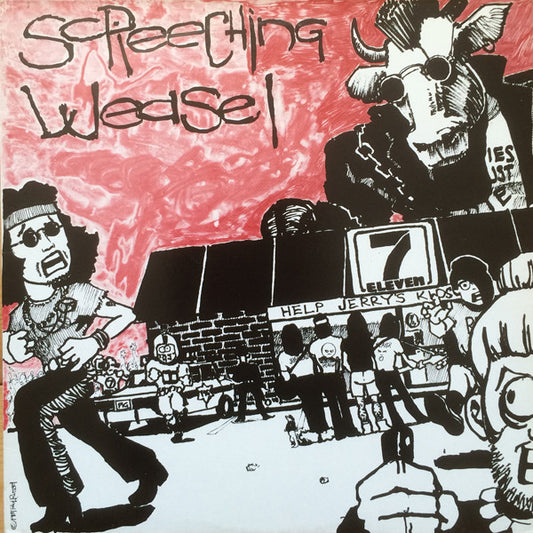 Image of Front Cover of LP - VG/VG+ - SCREECHING WEASEL, Screeching Weasel (What Goes On Records; Goes On 18, UK & Europe 1988 Reissue, NO Insert), Light edge wear, small area of laminate removed by stickers, No insert,  - 2945243S