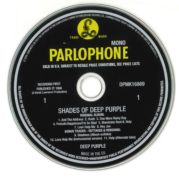 Image of Label Cover of 5xCD - VG+/VG+ - DEEP PURPLE, Hard Road: The Mark 1 Studio Recordings 1968-69 (Parlophone; 2564633741, UK & Europe 2014, Box Set, Booklet), ,  - 4436104E