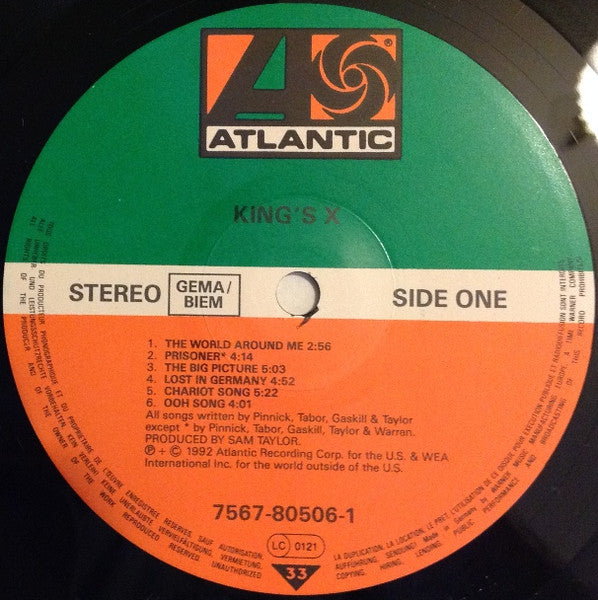 Image of Label Cover of LP - VG/VG+ - KING'S X, King's X (Atlantic; 7567-80506-1, Europe 1992, Hype Stickered Sleeve), Sticker Damage To Sleeve,  - 2226327E