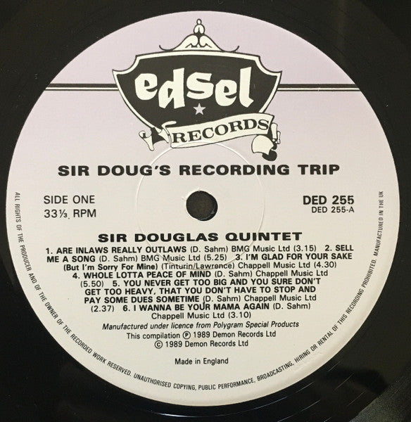 Image of Label Cover of 2xLP - VG+/VG+ - SIR DOUGLAS QUINTET, Sir Doug's Recording Trip (Edsel Records; DED 255, UK 1989, Gatefold), Nice clean copy,  - 2915457C
