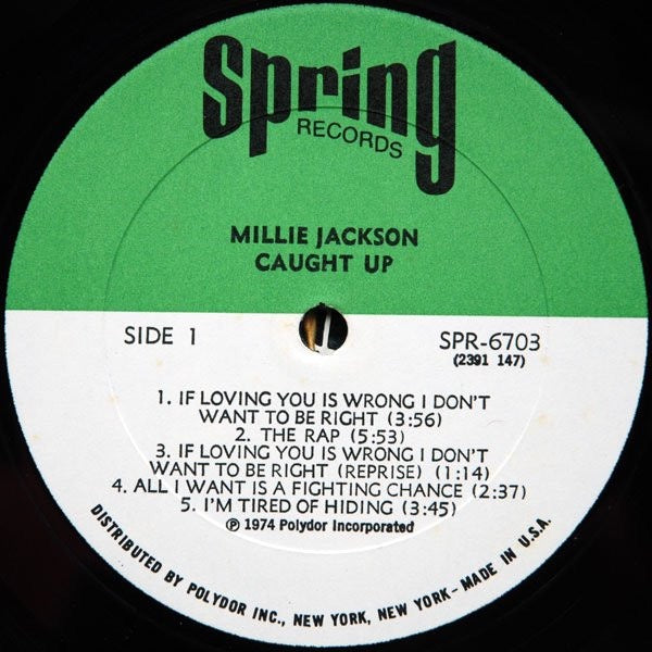 Image of Label Cover of LP - VG/VG - MILLIE JACKSON, Caught Up (Spring Records; SPR-6703, US 1974, Pasteback Sleeve), ,  - 4026300E