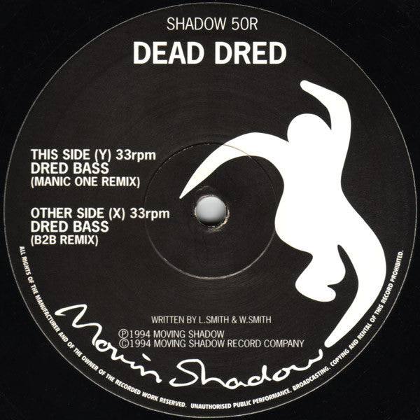 Image of Label Cover of 10" - VG/VG+ - DEAD DRED, Dred Bass (Remixes) (Moving Shadow; SHADOW 50R, UK 1994, Picture Sleeve), Old HMV sticker on cover. A few very light marks on disc. ,  - 3946321S