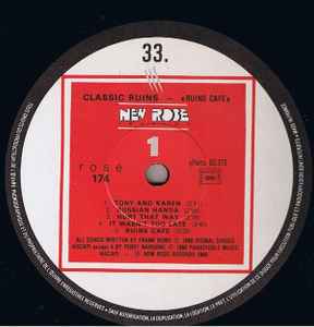 Image of Label Cover of LP - VG+/VG+ - CLASSIC RUINS, Ruins Cafe (New Rose Records; Rose 174, France 1989), Includes promo sheet insert,  - 3045066S