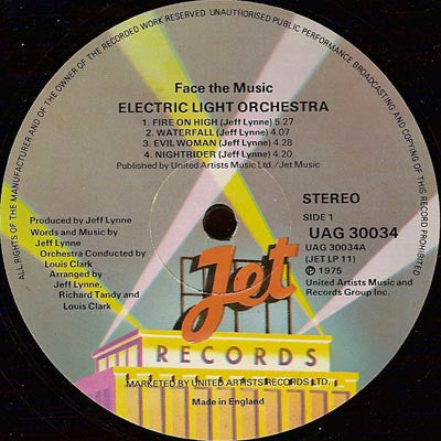 Image of Label Cover of LP - VG/VG - ELO - THE ELECTRIC LIGHT ORCHESTRA, Face The Music (Jet Records; JET LP 11, UK 1977 Reissue, Laminated Sleeve, Inner, Garrod and Lofthouse Print on Inner. 3rd Pressing.), ,  - 2626139E