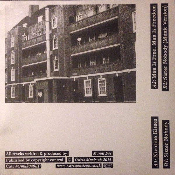 Image of Back Cover of 12" - VG+/VG+ - MANNI DEE, Dreams, Fears & Idols (Osiris Music UK; osmuk040EP, UK 2014, Picture Sleeve), , Great EP, here with the rare controversial picture sleeve.  - 3025116E