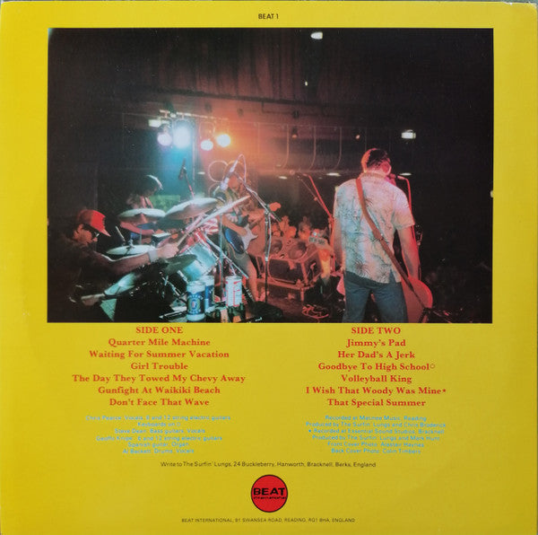 Image of Back Cover of LP - VG/VG+ - SURFIN' LUNGS, The Biggest Wave (Beat International; BEAT 1, UK 1988), ,  - 3025150E