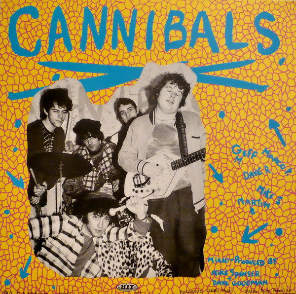 Image of Back Cover of LP - VG+/VG+ - THE CANNIBALS VS THE SURFADELICS, Run, Chicken, Run Volume 1 (Hit Records; CHICKEN 1, UK 1987, Translucent Green Vinyl), ,  - 3015222C