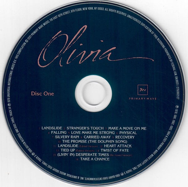 Image of Label Cover of 3xCD - VG+/VG+ - OLIVIA NEWTON-JOHN, Physical (Primary Wave Music; ONJ9021, US 2021 Reissue, Double Digipak, Booklet), ,  - 3816602C