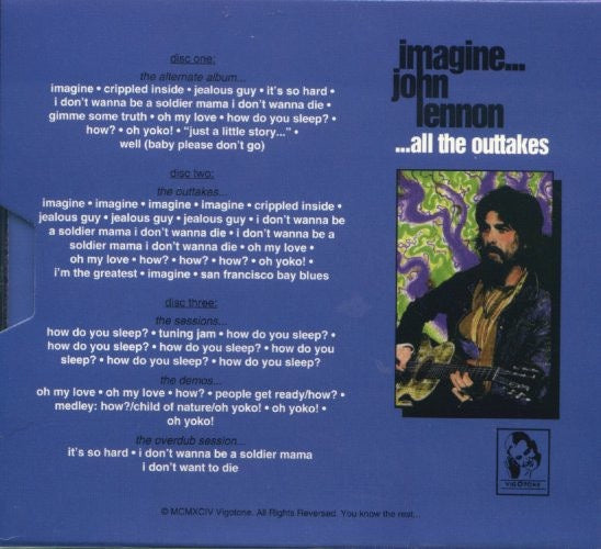Image of Back Cover of 3xCD - VG+/VG+ - JOHN LENNON, Imagine... All The Outtakes (Vigotone; VT-118, Australia 1994, Box Set, Booklet), ,  - 3035126E